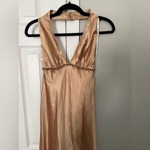 Elegant Gold Halter Dress